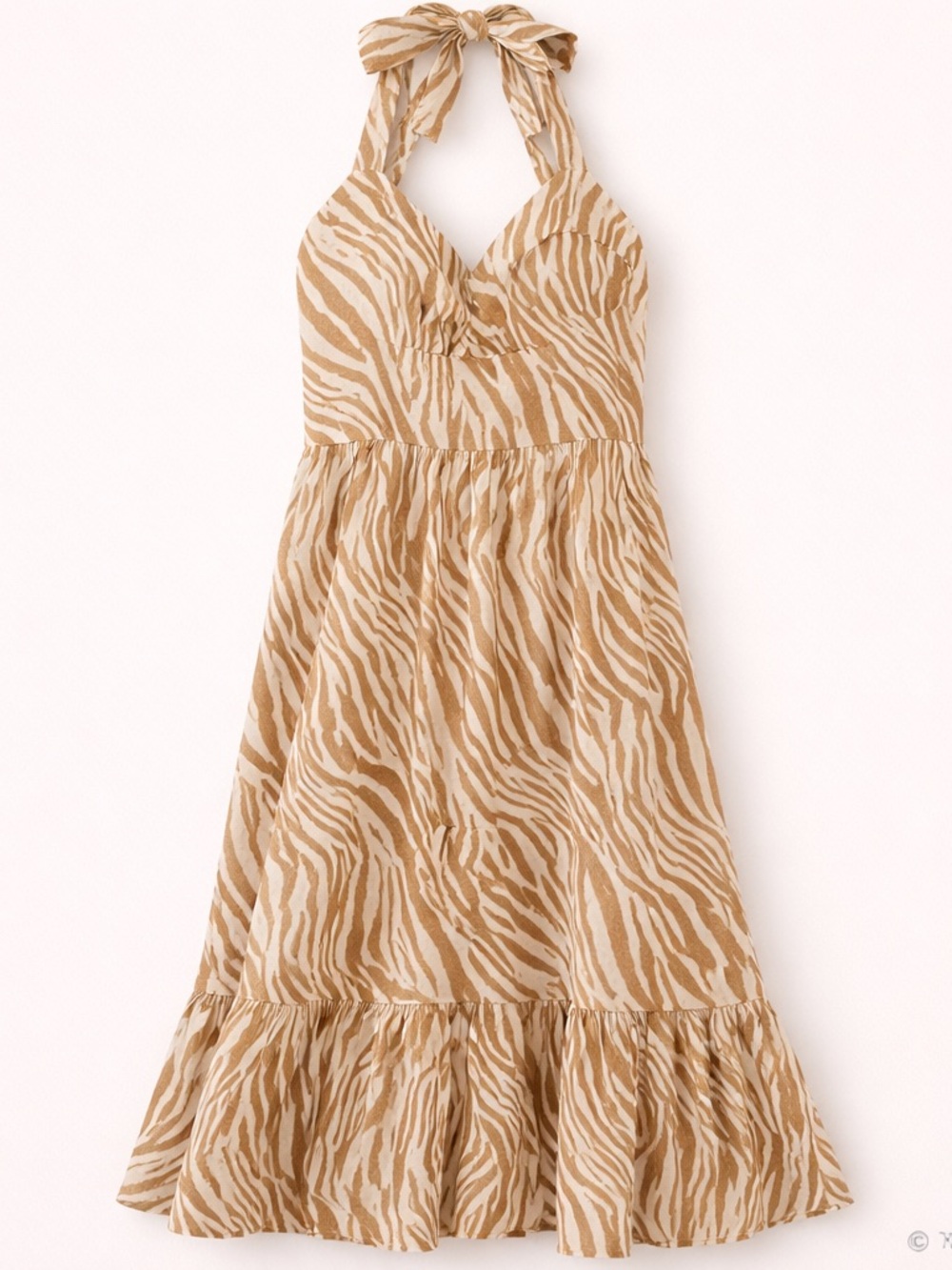Bardot Tan & White Nala Zebra Halter Maxi Dress NWT Size 8 - Picture 2 of 7